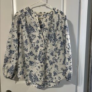 Lucky Brand Blue and White Floral Blouse